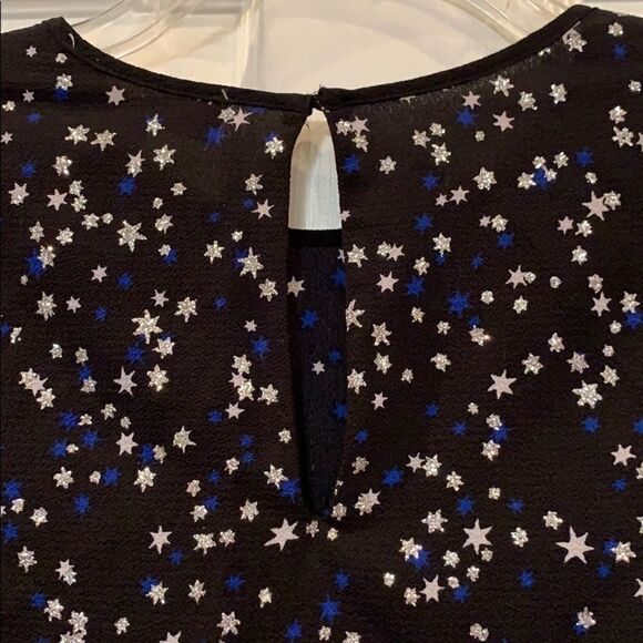 Michael Kors black glitter stars bell sleeve top S - Picture 5 of 8